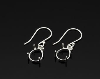 925 sterling silver Pear 7x5mm to 20x15mm Blank basket Charm Prong Setting For Gemstone, keepsake Earrings, DIY Jewelry Making Supplies