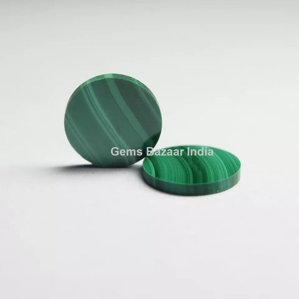 Natural Malachite Coin Shape 12mm Flat Gemstone For Jewelry Making, Loose Beads Calibrated Stone For Jewelry Making 2 Pcs Set, All Sizes