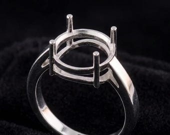 Round Ring Blank Setting for Stones | Sterling Silver Split Shank Ring Mount | Solitaire Semi Mount Ring Prong Setting Ring Jewelry Making