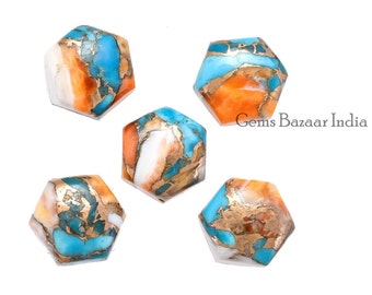 Kamień szlachetny w kształcie sześciokąta, kolczasty ostrygowy, miedziany turkus, kalibrowane gładkie kaboszony do biżuterii, luźne koraliki do kolczyków 12 mm, 2 szt.