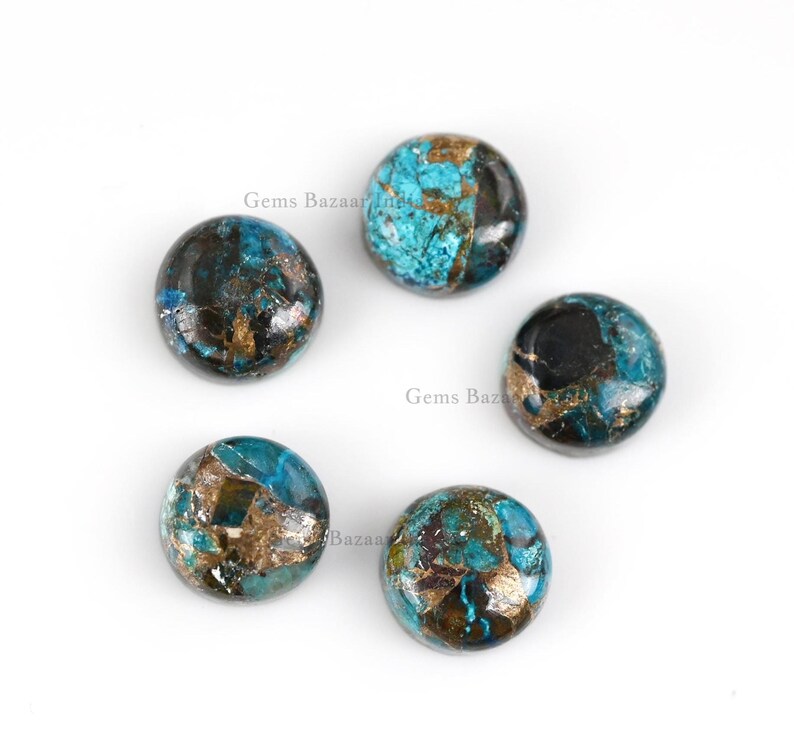 Chrysokoll Kupfer runde Form 5 mm bis 20 mm Cabochon Lose Edelstein, glatt kalibriert, Halbedelstein, für die Herstellung von Anhänger Schmuck 1 Stk Bild 3