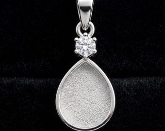 8x10mm Pear Blank Bezel Pendant, Sterling Silver Setting, DIY Resin Memorial Jewelry