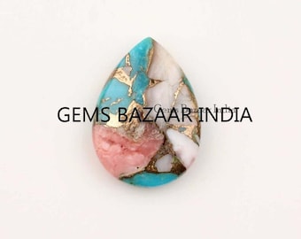 Pink Opal Copper Turquoise Briolette: Pear Gemstone (1 pc)