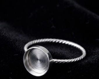 Solid 925 Sterling 5-20mm  Silver Round Bezel Band Ring Blank, Cabochon Setting Semi Mount Ring good for Gemstones setting