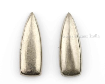 10x28mm Natural Pyrite Long Trillion Shape Calibrated Cabochons Gemstone, Loose Beads Matching Pair Stone Jewelry Making 2 Pcs Set Available