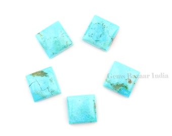 Arizona Turquoise Square Smooth Flat Back Calibré Cabochons Pierre précieuse | Perles en vrac pierre pour la fabrication de bijoux 5 Pcs Set 8mm-16mm toutes les tailles