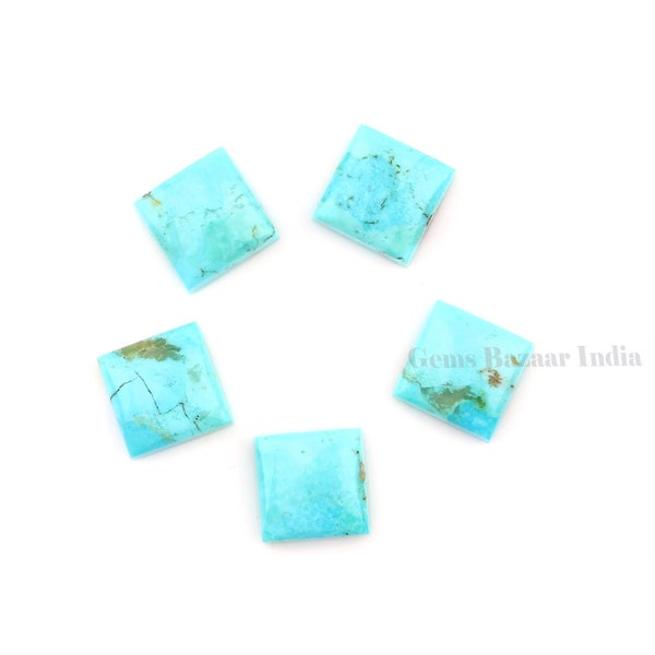 Arizona Turquoise Square Smooth Flat Back Calibrated Cabochons Gemstone | Loose Beads Stone For Jewelry Making 5 Pcs Set 8mm-16mm All Sizes