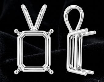 925 Sterling Silver Emerald Cut Octagon Blank Bezel Pendant | DIY Resin Keepsake Necklace | Memorial Ashes Breastmilk Jewelry