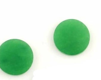 Beautiful Natural Jade Green Round Coin shape 12mm Flat Gemstone Calibrated Cabochons, Natural Jade Green Jewelry making beads 2 pcs set