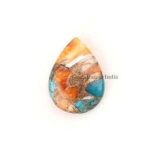 Spiny Oyster Copper Turquoise 5x7mm to 16x22mm Pear Smooth Briolette Stone, Calibrated Semi Precious Loose Gemstone For Jewelry Making 1 Pc