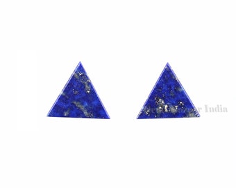 Lapis Lazuli Naturel Triangle Forme Pierre Précieuse Plate Pour la Fabrication de Bijoux, Pierres De Perles Lâches Pour Boucles d’Oreilles Faire des Perles 2 Pcs Set 6mm-14mm