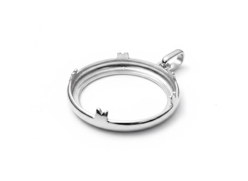 925 Sterling Silver Handmade Round Bezel Pendant Blank: Coin Connector ...