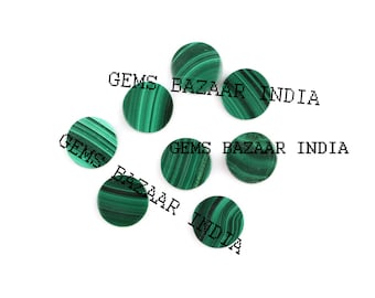 Natural Malachite Round Coin Shape Flat Gemstone, For Jewelry Making, Loose Beads, Smooth Calibrated, All Sizes Available 12mm 5 pcs