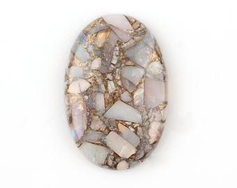 Ethiopian Opal Copper Composite Cabochon: Oval Loose Gemstone for Jewelry