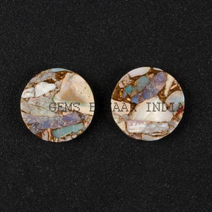 Äthiopischer Opal-Kupfer-Verbundedelstein: Runde Münze Cabochons, Schmuckherstellung (2 Stück)