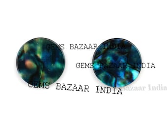 Green Ammolite Quartz Cabochons: 12mm Round Coin, Flat Back (2 Pcs)