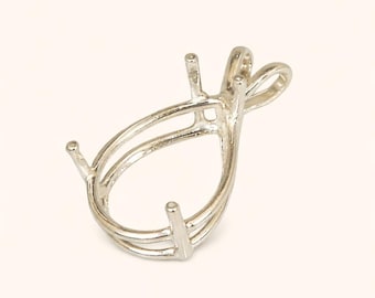 925 Sterling Silver Pear Bezel Pendant Setting 6x4mm–14x21mm, Cabochon Pendant Blank, DIY Jewelry Making Supplies, Gemstone Pendant Base