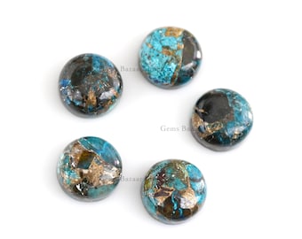 Chrysocolla koppar rund kalibrerad ädelsten, släta cabochoner smyckestillverkningsstenar, lösa stenar för brudtärnor, alla storlekar tillgängliga