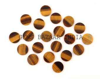 Natural Tiger Eye Coin Shape Disc 12mm Flat Gemstone For Jewelry Making, Loose Beads Calibrated Stone For fancy Earrings 2 Pcs Set Available