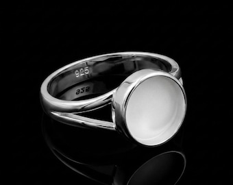 Solid 925 Sterling 5-20mm  Silver Round Bezel Double Band Ring Blank, Cabochon Setting Semi Mount Ring good for Gemstones setting