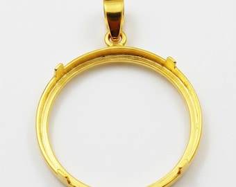 925 Sterling Silver Round Bezel Pendant Blank: Coin Connector Setting Pendant For Coin Setting in affordable price