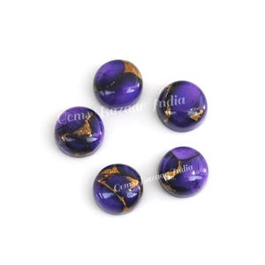 Natural Violet Copper  Composite Round Cabochon 6mm to 18mm Loose Gemstone Smooth Calibrated, Semi Precious Stone, For Making Jewelry 1 Pc