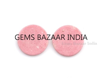 Natural Pink Tulite Coin shape 12mm Flat Gemstone Calibrated Cabochons, Natural Pink Tulite smooth Cabochons loose gemstone 2 pcs set,