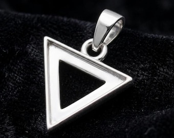 925 Sterling Silver Triangle Bezel Pendant Setting, Blank Geometric Frame Tray for Resin Inlay Cabochon, DIY Gemstone Jewelry Findings