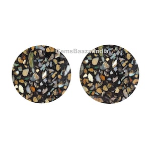 Black Ethiopian Opal Composite, Round Coin Both Side Flat, Loose Gemstone, Semi Precious Stone, Calibrated Smooth, For Jewelry Earring 2 Pcs