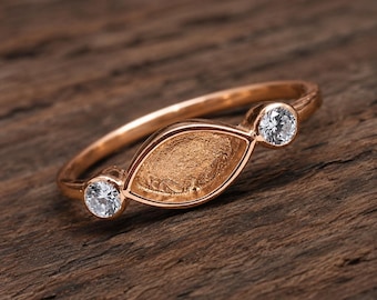 925 Sterling Silver Marquise 8x4mm Blank Bezel Ring with CZ | DIY Resin, Breastmilk, Ashes & Keepsake Jewelry Setting