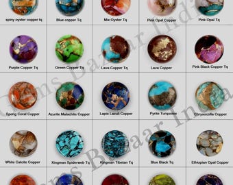 Natural Composite Copper  Round Cabochon 6mm to 18mm Loose Gemstone Smooth Calibrated, Semi Precious Stone, For Making Jewelry 1 Pc