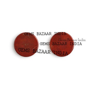 Natural Red Jasper Round Coin Shape 12mm Flat Gemstone for Jewelry Making, Earrings Making Stones, Flat Pair Stone For Sale 2 Pcs Set