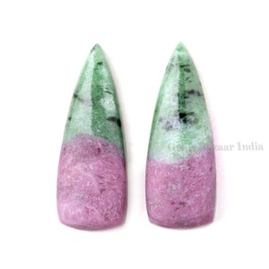 10 x 28 mm di rubino naturale zoisite lunga trilione pietra preziosa a fondo piatto, perline sciolte, cabochon lisci e calibrati per la creazione di gioielli, set da 2 pezzi disponibile