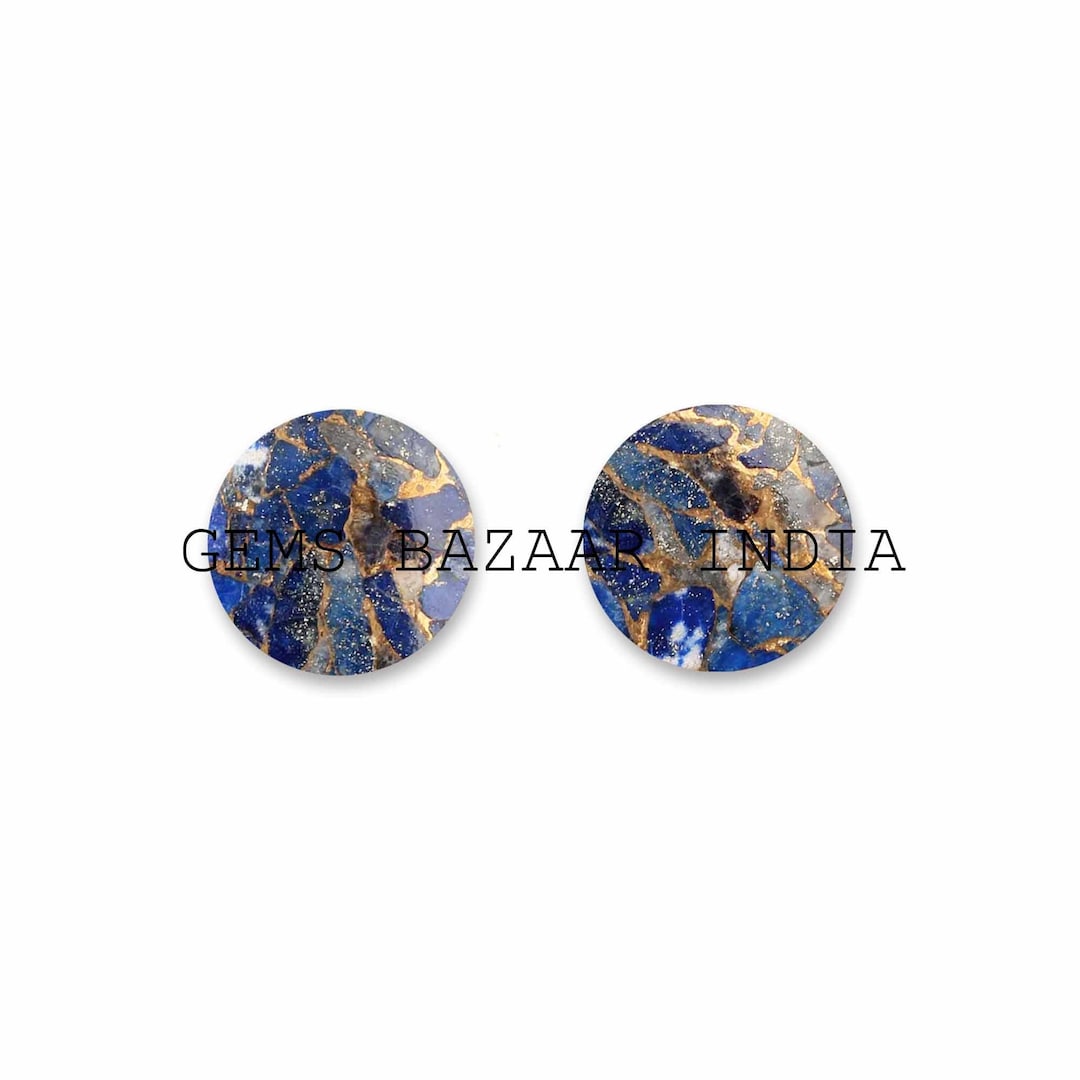 Copper Lapis Lazuli Round Disc Shape Both Side Flat Gemstone for ...