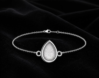 925 Sterling Silver 10x8mm Pear Blank Bezel Bracelet, DIY Resin Bracelet, Keepsake Ashes Bracelet, Breastmilk Jewelry Base
