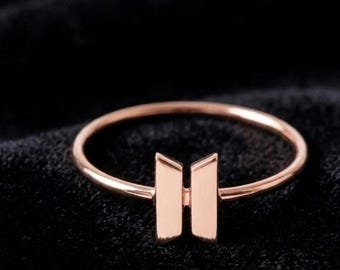BTS Logo Ring, Kpop Fan Ring, BTS Army Jewelry, Korean Music, Minimalist Silver Ring, BTS Inspired, for Army kpop fan merch, gifts for her