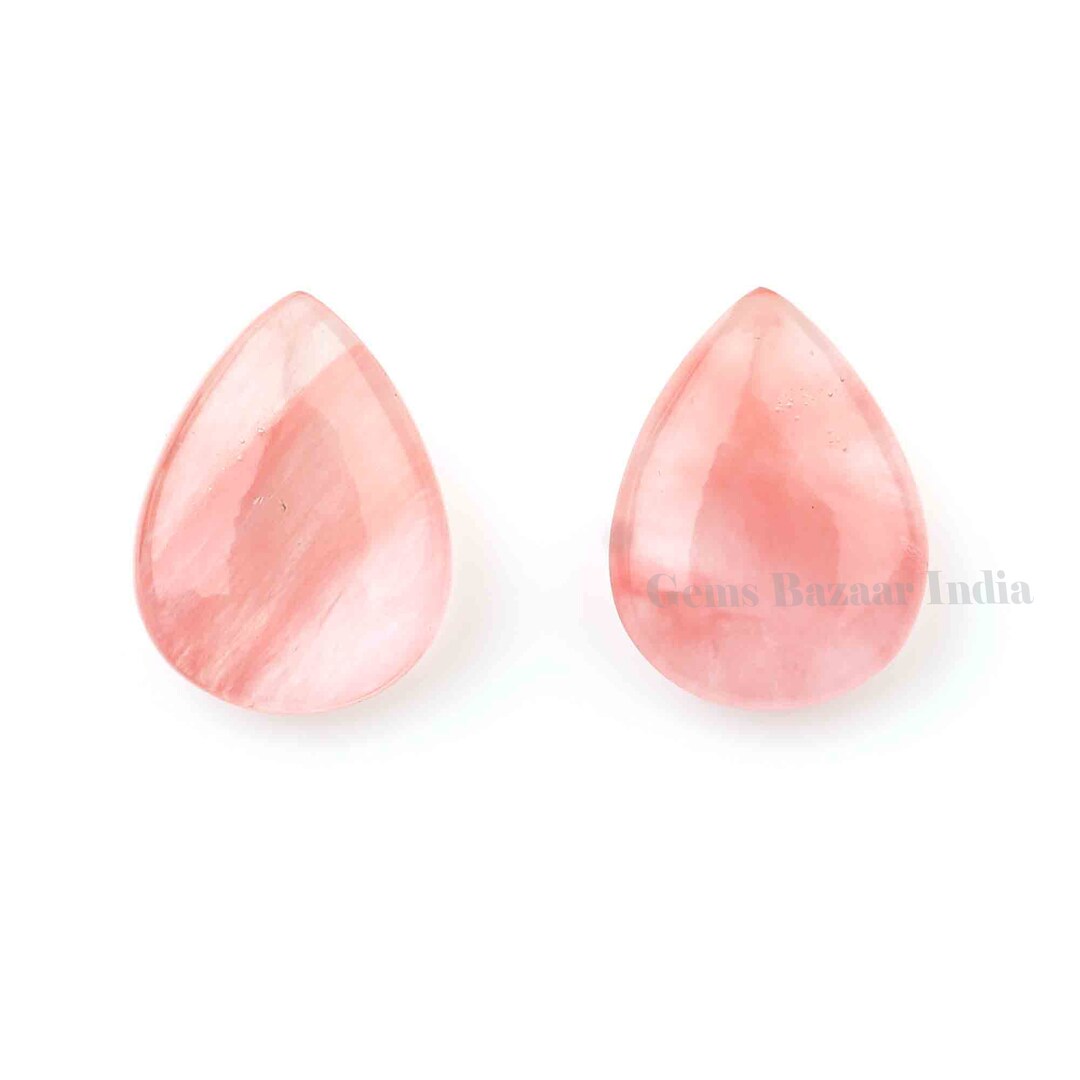 Perles Quartz Cerise Facettées 25x12mm – Forme Ovale, Pour Fabrication De Bijoux (neuf)