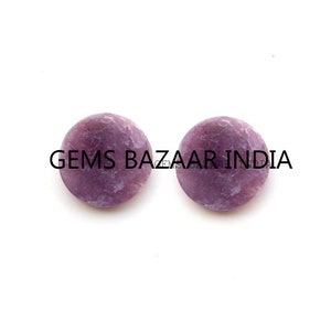 Lepidolite Gemstone Beads: Round Coin Shape, Calibrated Stone (2 Pcs) image 2