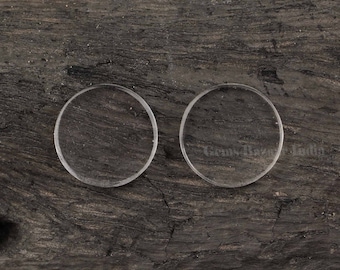 Crystal Quartz Coin Beads: 12mm Round Flat Cabochons, Jewelry Making (2 pcs set)
