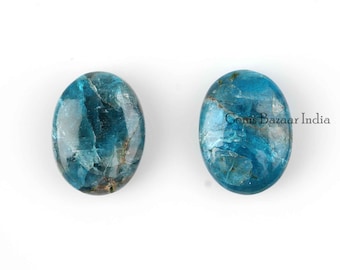 Blauer Neon Apatit Edelstein: Ovale Briolette Perlen, kalibrierter Stein (12 x 16 mm, 2 Stück)