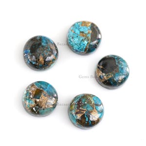 Chrysokoll Kupfer runde Form 5 mm bis 20 mm Cabochon Lose Edelstein, glatt kalibriert, Halbedelstein, für die Herstellung von Anhänger Schmuck 1 Stk Bild 2