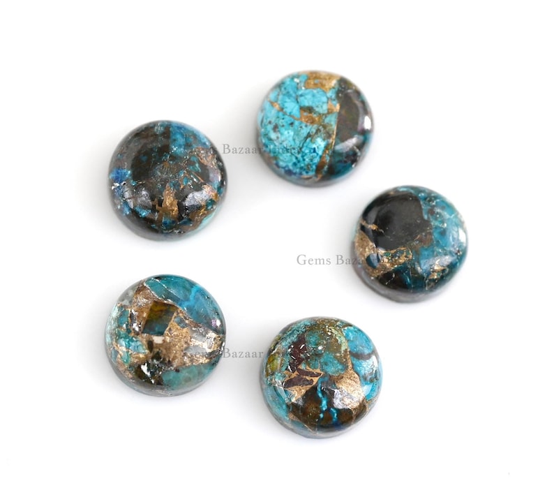 Chrysokoll Kupfer runde Form 5 mm bis 20 mm Cabochon Lose Edelstein, glatt kalibriert, Halbedelstein, für die Herstellung von Anhänger Schmuck 1 Stk Bild 2