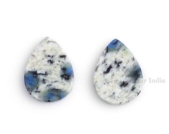 K2 Jasper Pear Gemstone: Smooth Flat Beads, Jewelry Making (2 Pcs, 12x16mm)