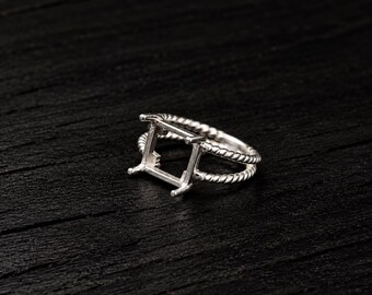 Square Blank Bezel Ring, Sterling Silver Setting, DIY Resin Jewelry, Custom Gemstone Ring