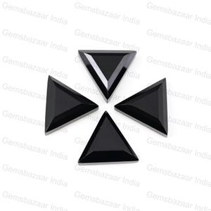 Natural Black Onyx Triangle Cut Gemstone, Faceted Onyx Loose Gemstone For Jewelry Making, 5pcs set Calibrated Size 8X8 To 16X16mm