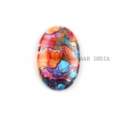 Violet et Orange Spiny Mix Oyster Cuivre Turquoise 5x7mm à 20x30mm Forme Ovale Lisse Cabochon Pierre Précieuse En Vrac Pour Pendentif, Bijoux DIY 1 Pc