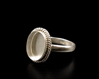 Sterling Silver Blank Oval Ring, Adjustable Bezel Setting Ring, DIY Jewelry Ring Base, Cabochon Ring Mount, Minimalist Silver Ring Gift