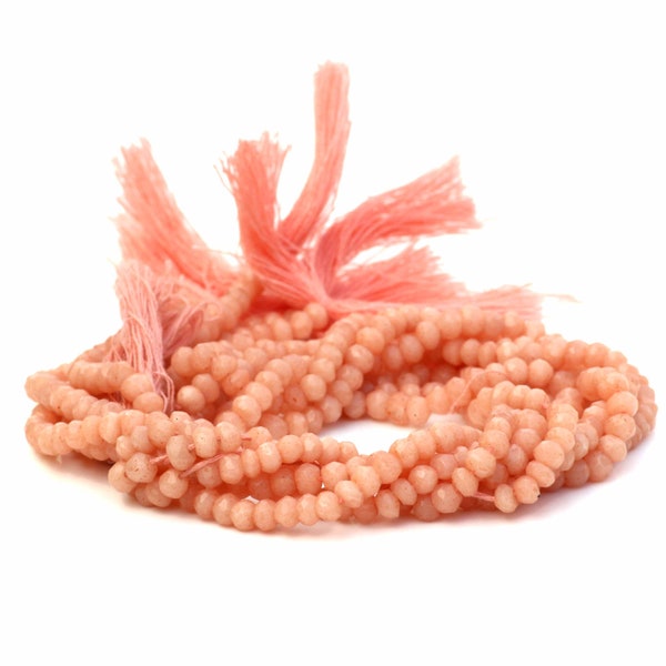 Natural AAA+ Quality Peach Moonstone Faceted Rondelles - Gemstone Rondelle Beads 3mm-3.5mm -1 Strand, Wholesale Lot Available