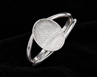 Oval Blank Bezel Ring, Silver Cabochon Setting, DIY Resin Jewelry, Memorial Keepsake Ring