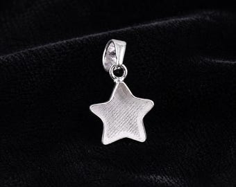 925 Sterling Silver Star Blank Bezel Pendant, DIY Resin Necklace, Keepsake Ashes Jewelry, Breastmilk Memorial Charm, Cabochon Setting